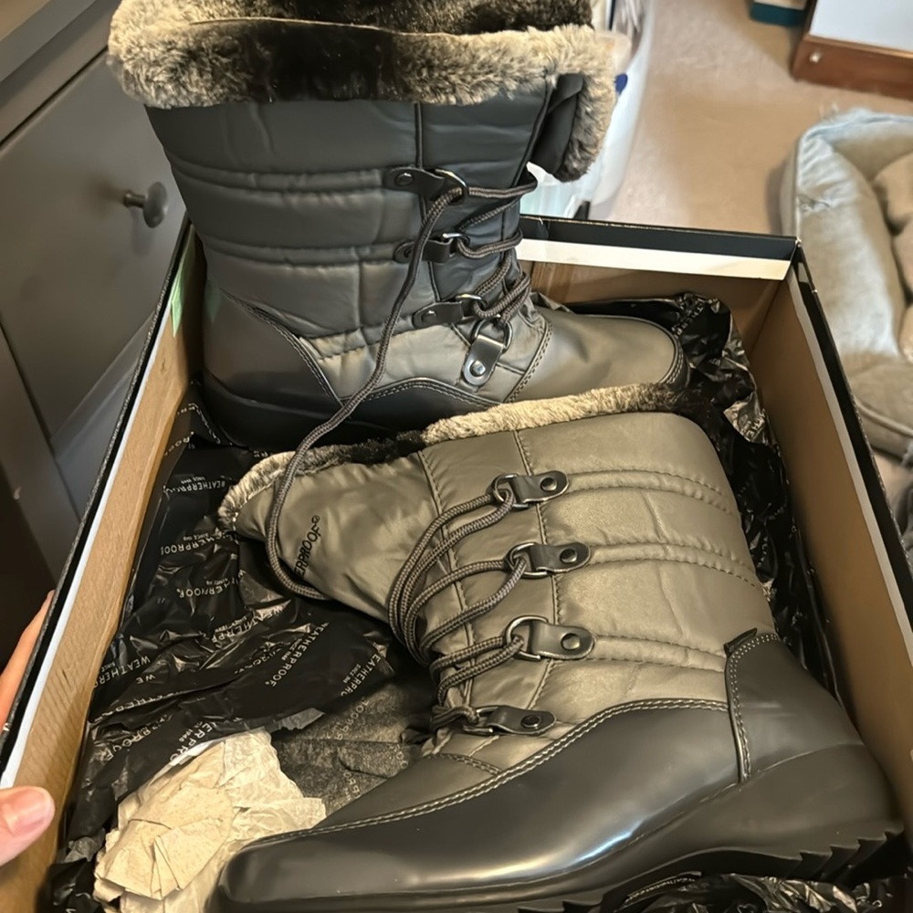 Weatherproof grey boots wide 8 1/2